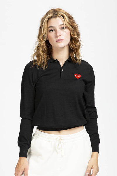 Women's Intarsia Knit Polo Pullover