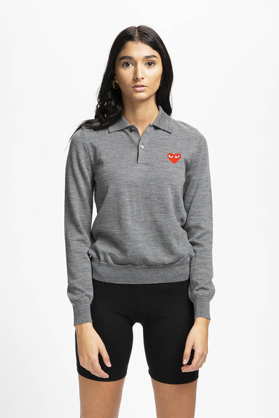 Women's Intarsia Knit Polo Pullover