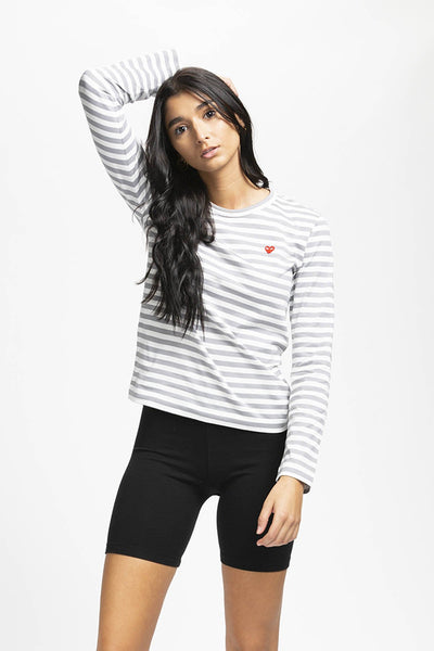 Women's Striped Small Heart T-Shirt