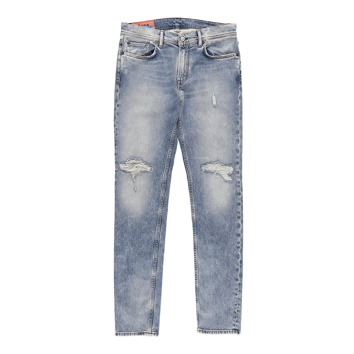 North Blue Patched Up 5-Pocket Denim